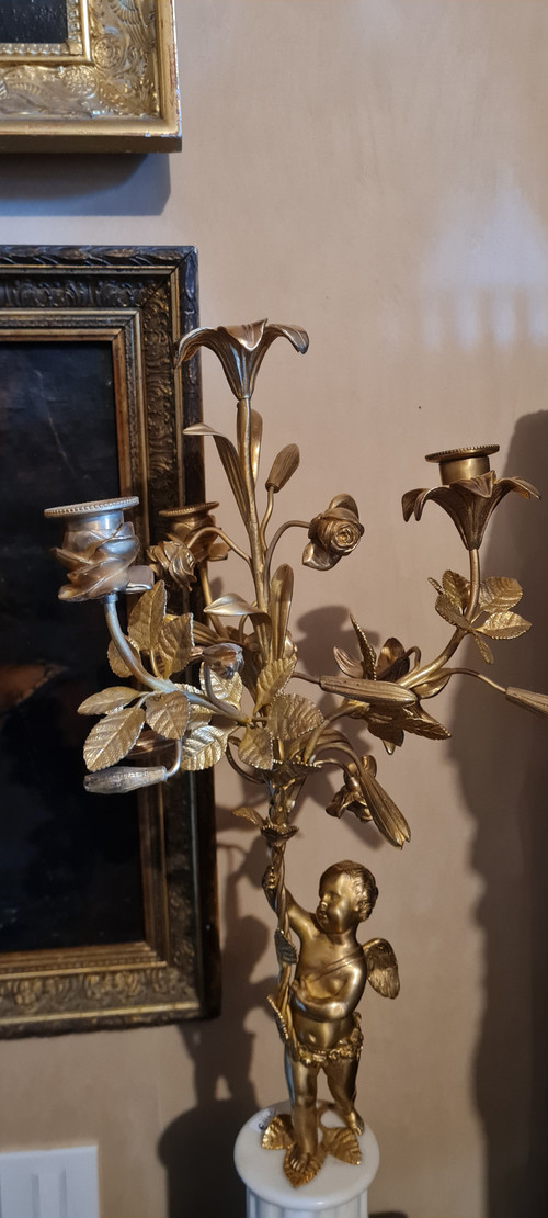 Camino in marmo e bronzo in stile Luigi XVI