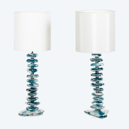 Paar Murano-Glaslampen, Zeitgenössisches Kunsthandwerk, LS5485734D