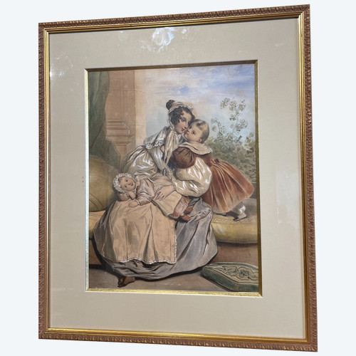 Disegno in 3 tecniche di Dévèria 1800-1857