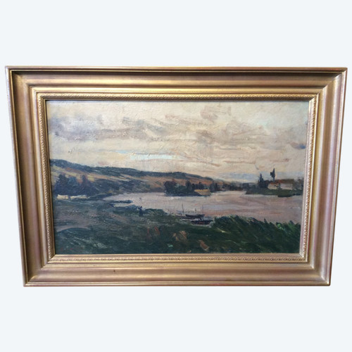 Tabelle Hst Abel Lauvray 1870-1950 Ufer der Seine in Richtung Vetheuil