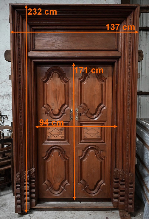Rare Porte Indiane in Teak, stile Luigi XIV, Pondicherry - XIX secolo