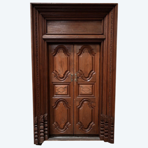 Rare Indian Teak Doors, Louis XIV style, Pondicherry - 19th century