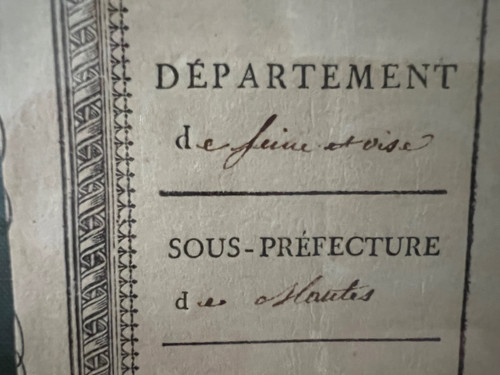 Luigi XVIII, 1822, Periodo di Restauro, Passaporto della città di Mulcent Yvelines 78, Datato 14 maggio 1822