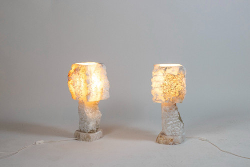 Paar Alabasterlampen, zeitgenössische Arbeit, LS5406881B