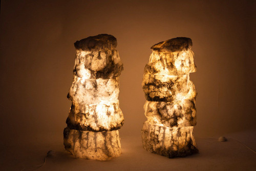 Paire De Lampes En Albâtre, Travail Contemporain, LS54051756B