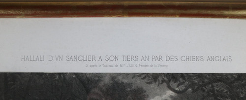 Venerie, L.G.JADIN, Hallali De Sanglier, Lithographie, 1858.
