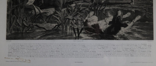 Vénerie, L.G.JADIN, hallali de cerf, lithographie, 1858