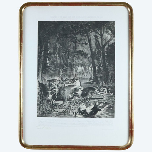 Vénerie, L.G.JADIN, hallali de cerf, lithographie, 1858
