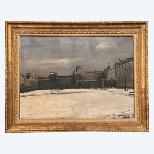 Jean Paul Brusset, Huile Sur Toile Vue De Paris (1909 - 1985)