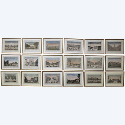Set Of 18 18th Century Framed Optical Views