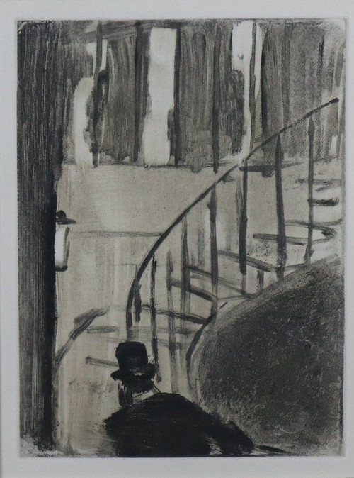 Degas Edgard (n'aprés), Eau Forte, Ludovic Halevy Montant Les Escaliers