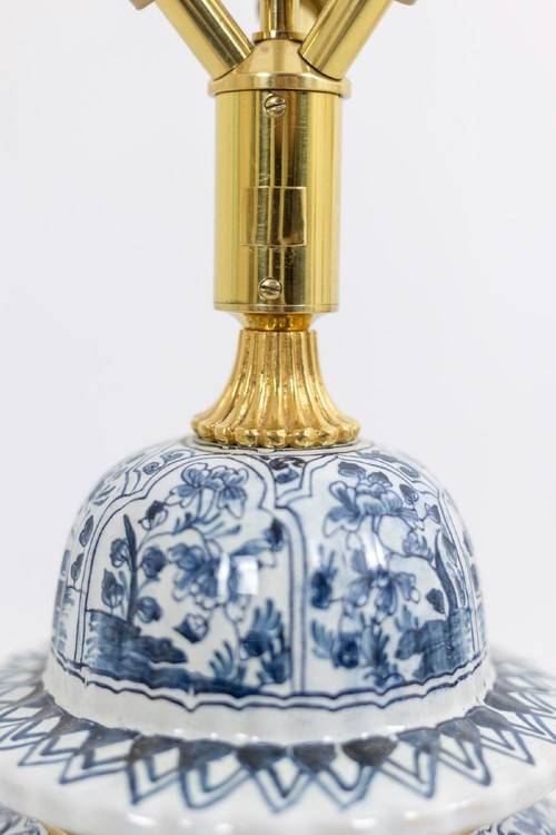 Paire De Lampes En Faïence De Delft Et Bronze, Circa 1880, LS5081839