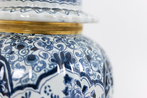 Paire De Lampes En Faïence De Delft Et Bronze, Circa 1880, LS5081839