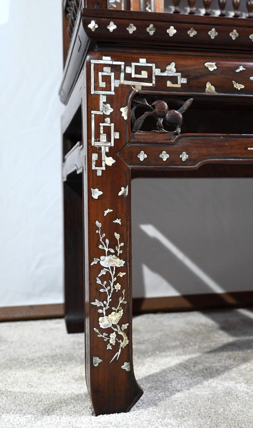 Kleine Indochinesische Bank aus Palisanderholz - Ende 19.