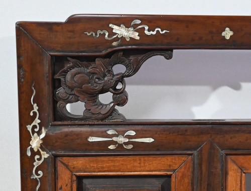 Kleine Indochinesische Bank aus Palisanderholz - Ende 19.