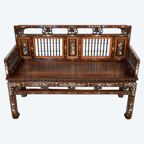 Small Indochinese Rosewood Bench Seat - Late 19th century