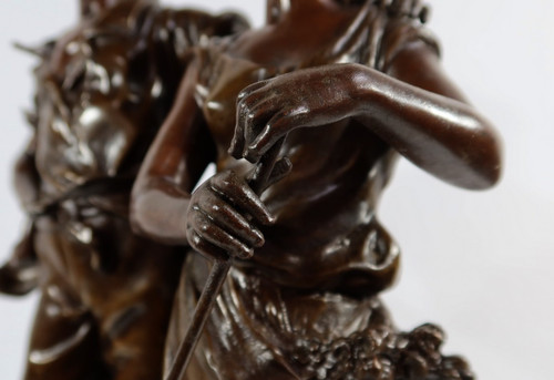 Grande scultura "La Rencontre" di A. Moreau - Fine XIX secolo