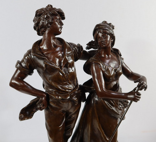 Grande scultura "La Rencontre" di A. Moreau - Fine XIX secolo