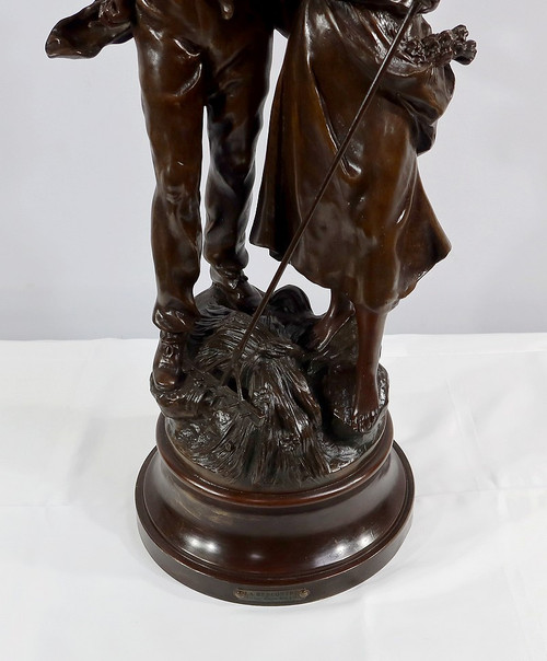 Grande scultura "La Rencontre" di A. Moreau - Fine XIX secolo