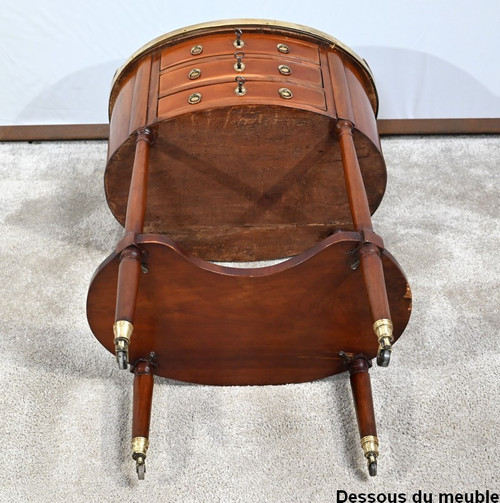 Table chiffonnière Tambour en Acajou, époque Louis XVI – 2ème partie du XVIIIe