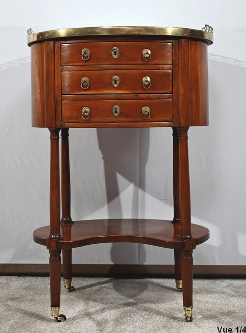 Table chiffonnière Tambour en Acajou, époque Louis XVI – 2ème partie du XVIIIe