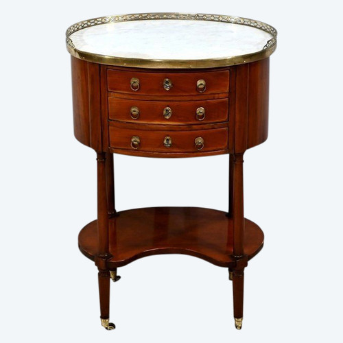 Mahogany Tambour chiffonière table, Louis XVI period - 2nd half of the 18th century