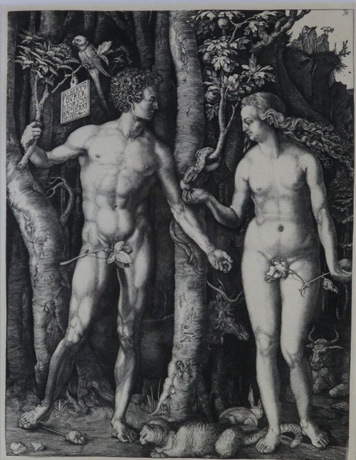 Adam und Eva, nach Dürer, Druck.