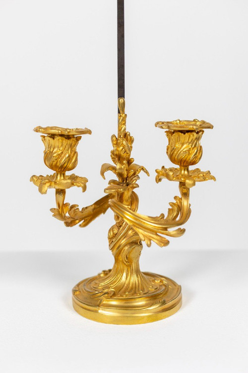 Rocaille Style Screen Lamp In Gilt Bronze, Circa 1880, LS51961651A
