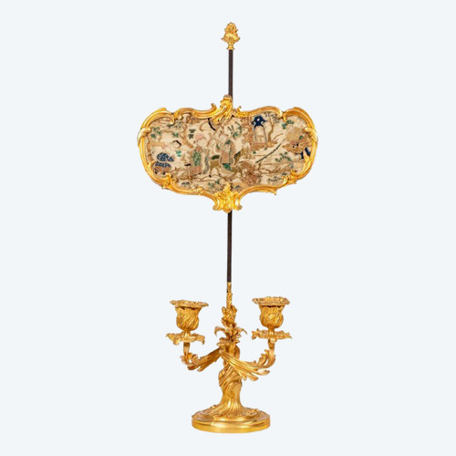 Rocaille Style Screen Lamp In Gilt Bronze, Circa 1880, LS51961651A