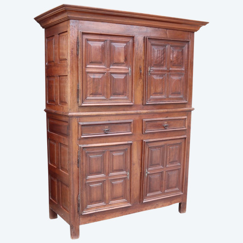 Credenza a 2 ante in noce biondo Luigi XIII.