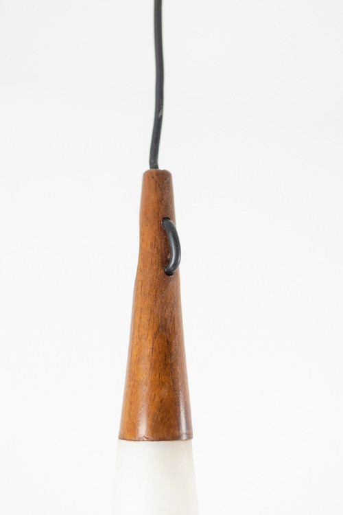 Sospensione in opalino e teak, anni '70, LS5192134E