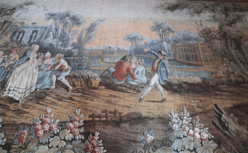 Olio su tela di grandi dimensioni, affresco in stile settecentesco, 264x672cm