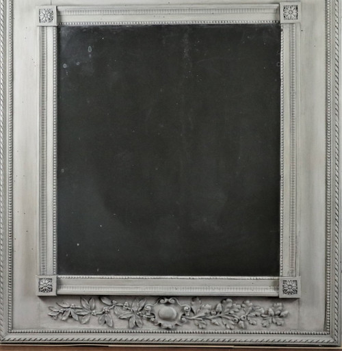 Trumeau Louis XVI Aus Holz Geschnitzt Und Lackiert Patiniert Grau Trianon, XVIII.