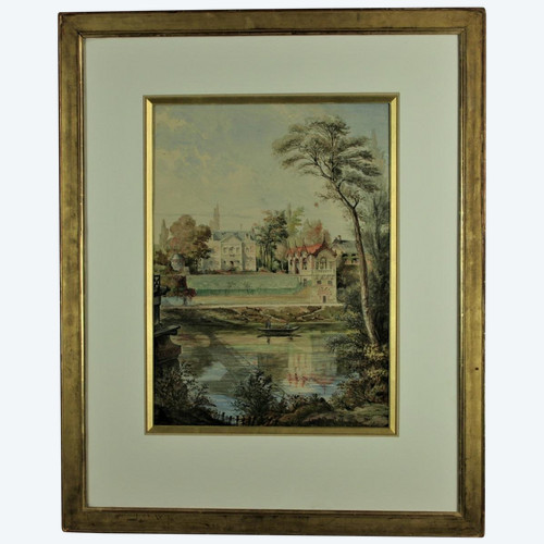 E.lesache, Grande Aquarelle Datée, Signée