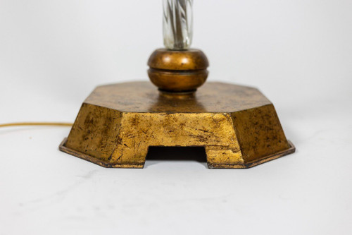 Maison Baguès, Lampadaire En Verre Et Métal Doré, Années 1950, LS5077251A
