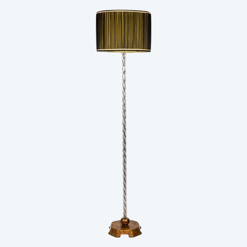 Maison Baguès, Lampadaire En Verre Et Métal Doré, Années 1950, LS5077251A