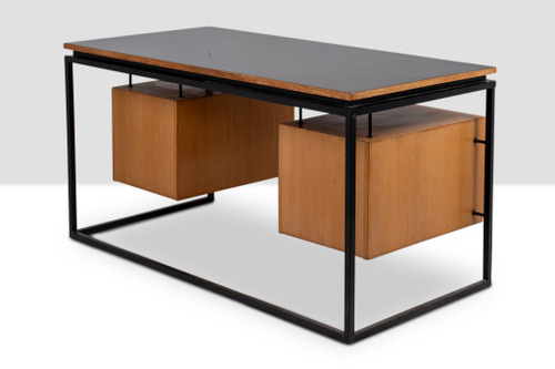 Scrivania in rovere e metallo laccato, anni '70, LS4762911A