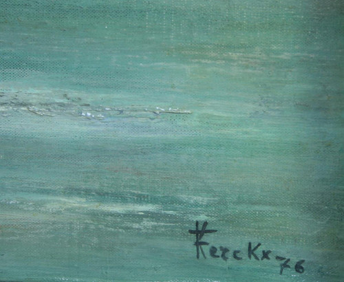 Francine Kerckx, "Cielo E Mare", Olio Su Tela Con Cornice