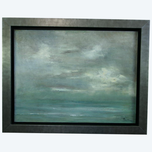 Francine Kerckx, "Cielo E Mare", Olio Su Tela Con Cornice