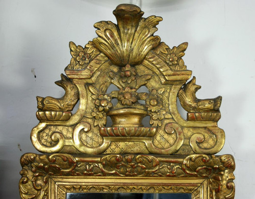 Miroir En Bois Et Stuc Doré d'époque Régence