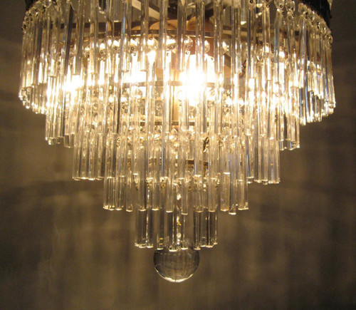 Lustre à Palmettes Et Barres De Verre, Début 20éme