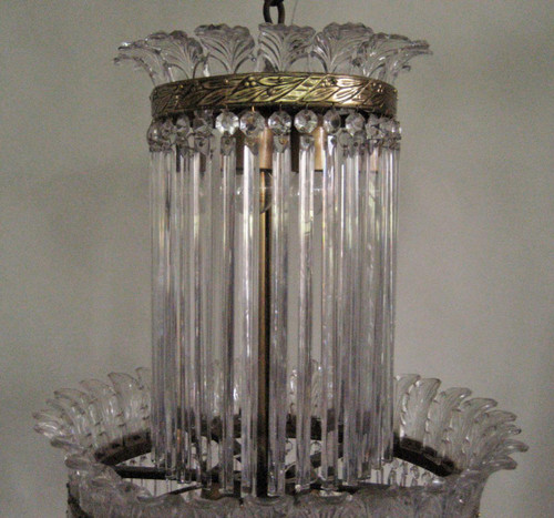 Lustre à Palmettes Et Barres De Verre, Début 20éme