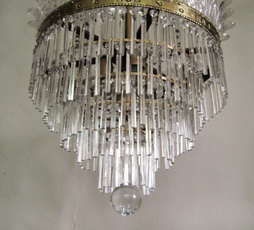 Lustre à Palmettes Et Barres De Verre, Début 20éme