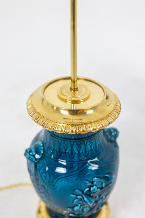Coppia di lampade in ceramica e bronzo, 1880 circa, LS47581076