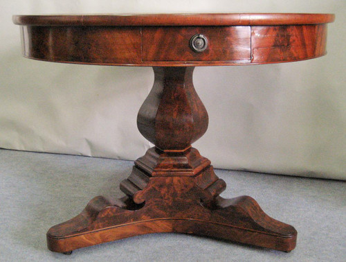 Guéridon époque Restauration Acajou Flammé Dessus Cuir