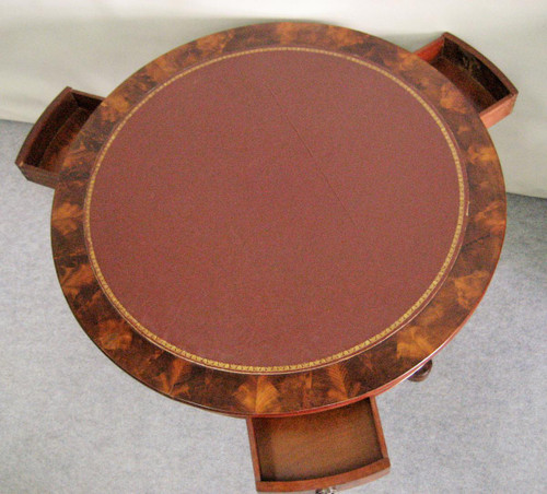 Guéridon époque Restauration Acajou Flammé Dessus Cuir