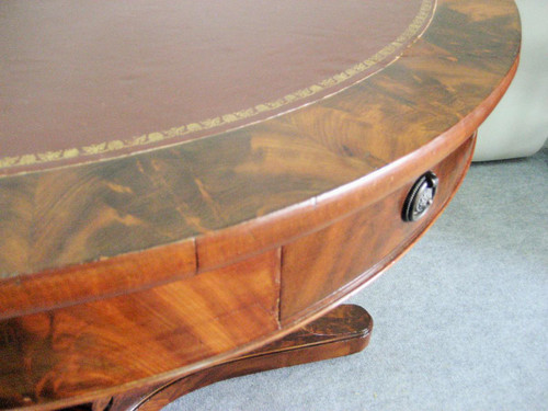 Guéridon époque Restauration Acajou Flammé Dessus Cuir