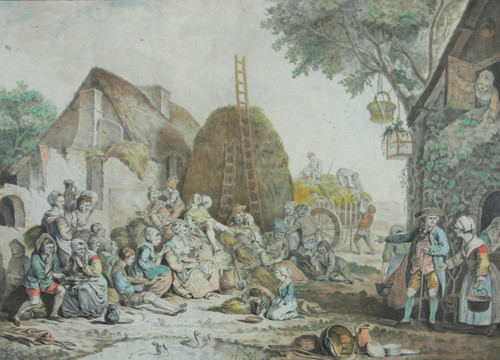 Color Print, Jf Janinet, "le Repas Des Moissonneurs" (The Harvesters' Meal)