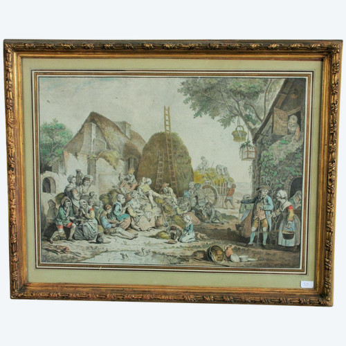 Color Print, Jf Janinet, "le Repas Des Moissonneurs" (The Harvesters' Meal)