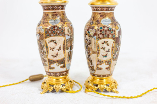 Paire de lampes en faïence de Satsuma et bronze doré, circa 1880, LS4583841